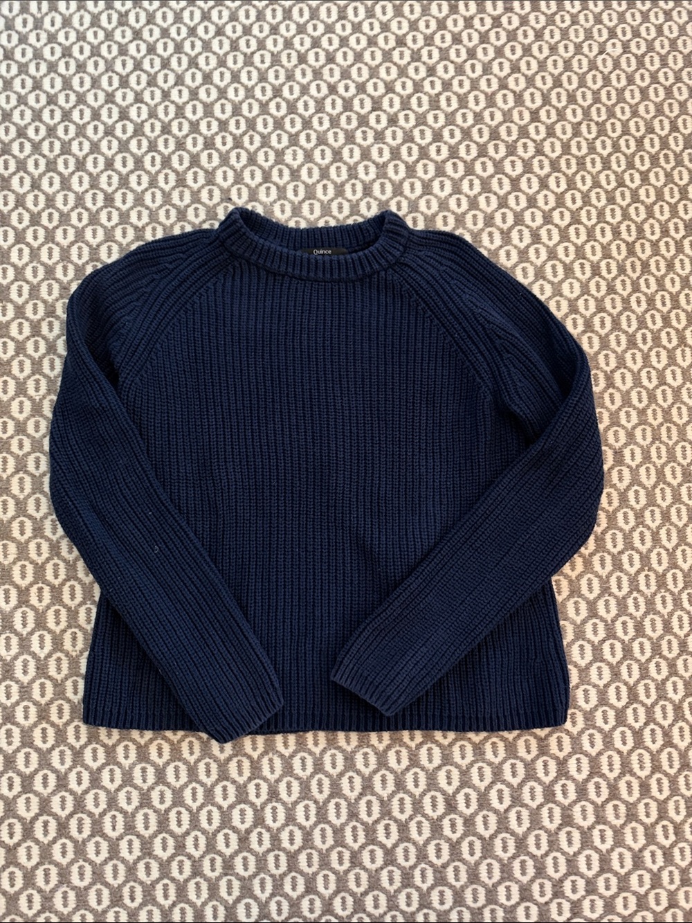 Quince Navy Fisherman Crewneck Sweater